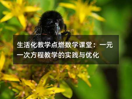 生活化教学点燃数学课堂:一元一次方程教学的实践与优化