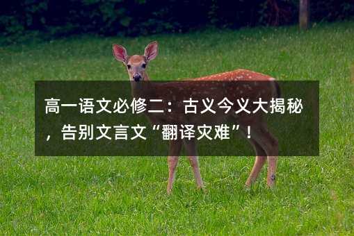 高一语文必修二:古义今义大揭秘,告别文言文“翻译灾难”!
